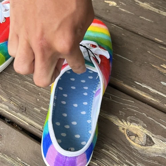 Handmade Rainbow Sneakers Women’s 11 One-of-a-Kind Hand Painted Canvas Shoes - Picture 8 of 9